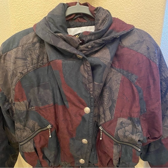 Vintage NILS Women Floral Patterned Silver Hardware Ski Jacket Size Small - Picture 2 of 12